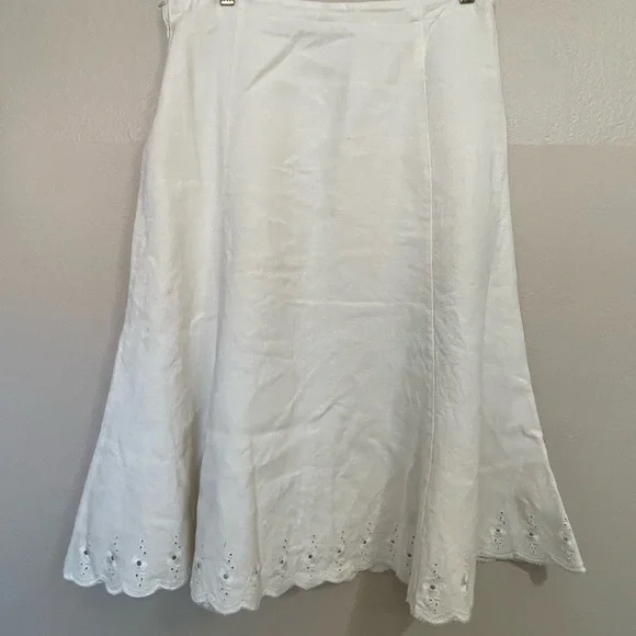 Edward 100% Irish Linen White Embroidered Skirt size 10 - Picture 4 of 5